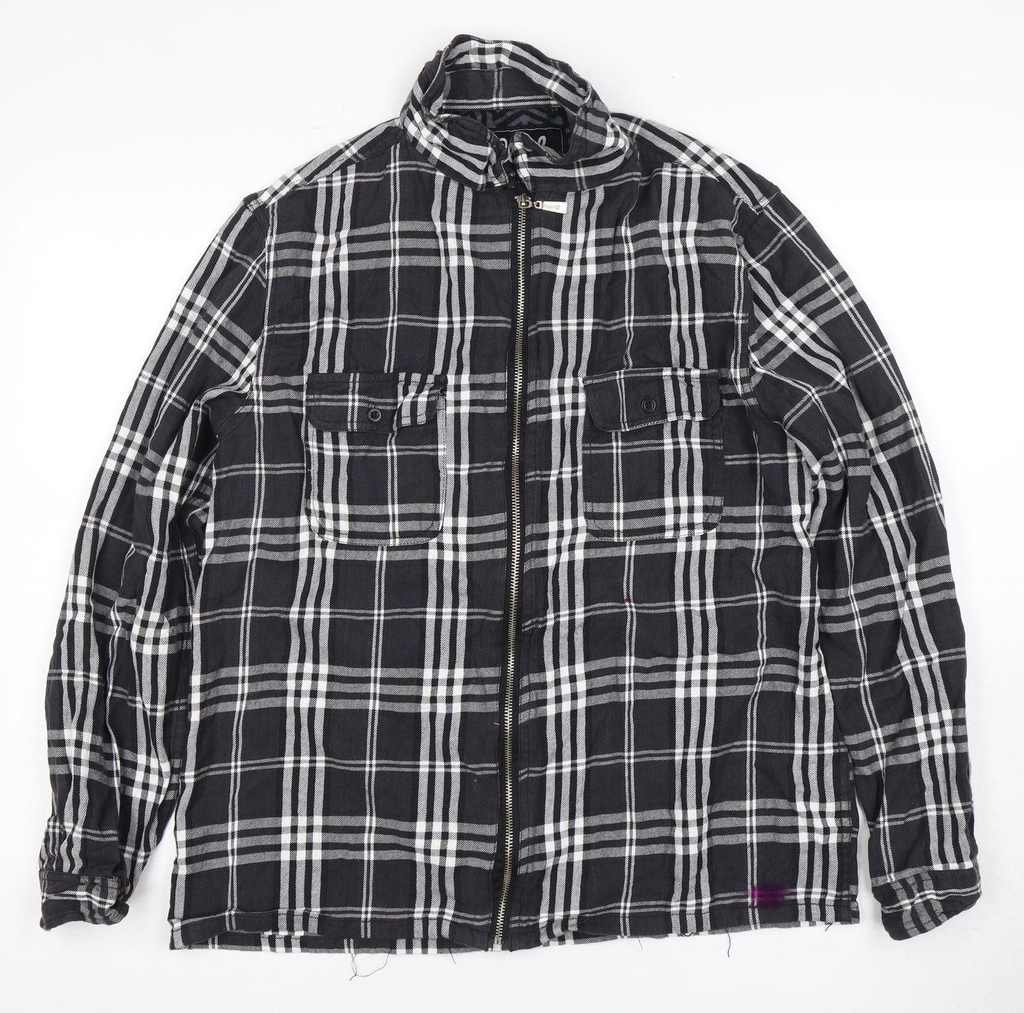 Cloak Men's Black Check Jacket - M, Casual, Zip