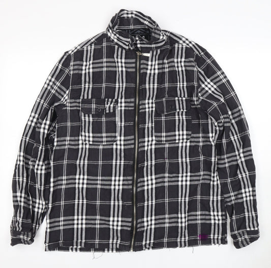 Cloak Men's Black Check Jacket - M, Casual, Zip