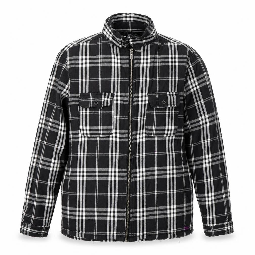 Cloak Men's Black Check Jacket - M, Casual, Zip