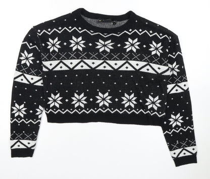Brave Soul Women's Black Fair Isle Pullover Jumper S