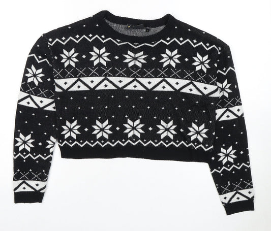 Brave Soul Women's Black Fair Isle Pullover Jumper S