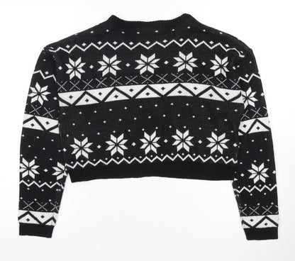 Brave Soul Women's Black Fair Isle Pullover Jumper S