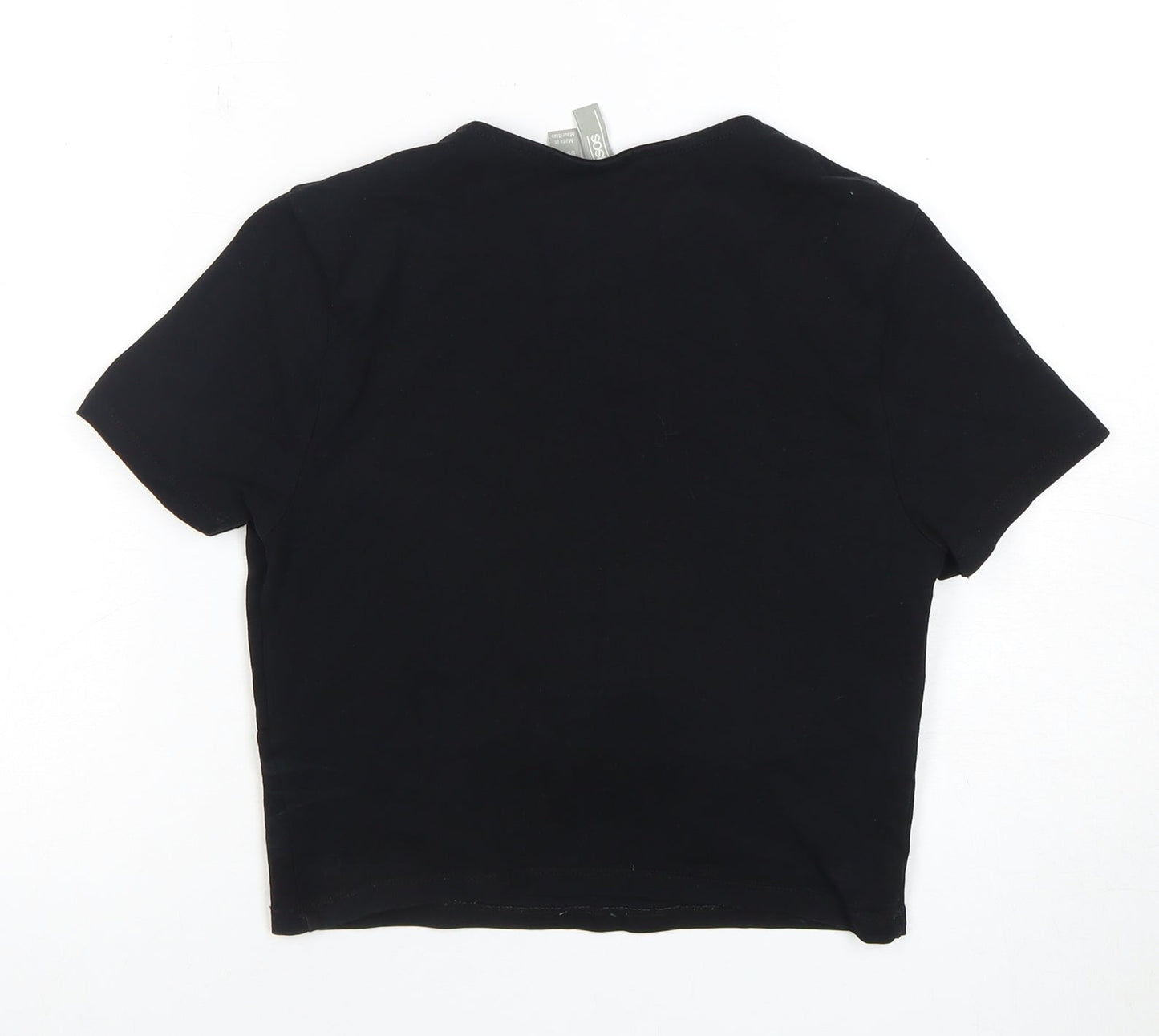 ASOS Design Women's Black Cropped T-Shirt Size 12