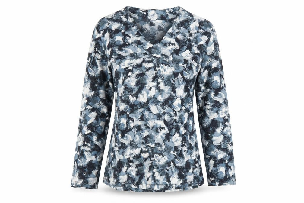 Eastex Women's Blue Long Sleeve Abstract Top Size 10
