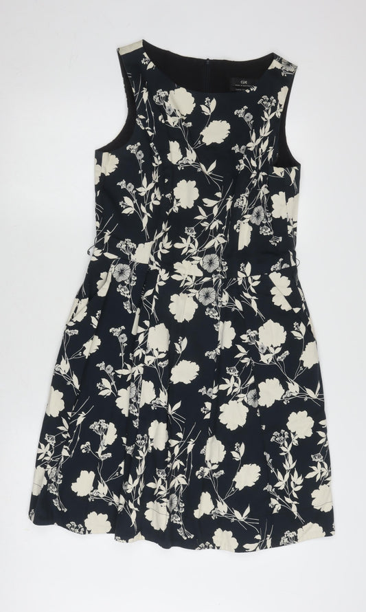 Cue Women's Black Floral Dress Size 12 Sleeveless Casual