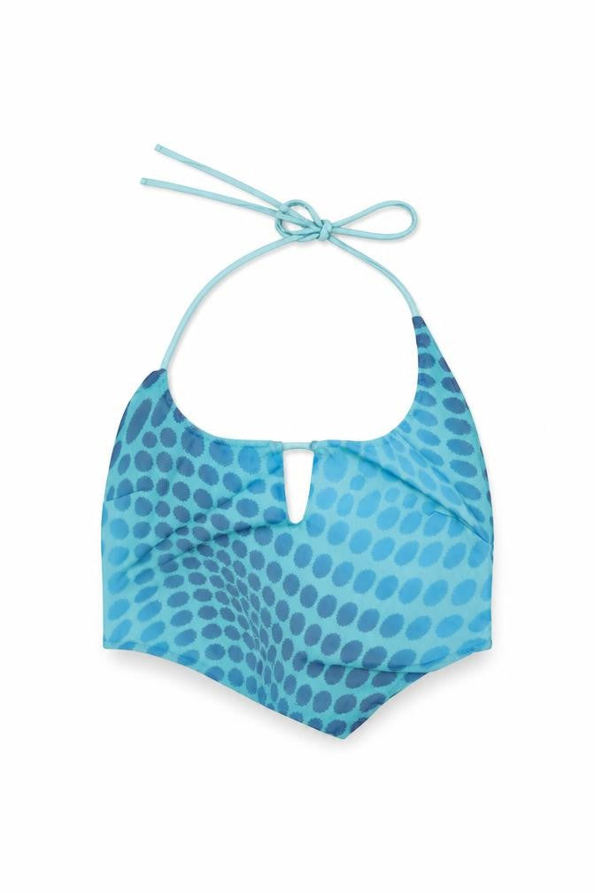 Oh Polly Women's Blue Geometric Halter Crop Top