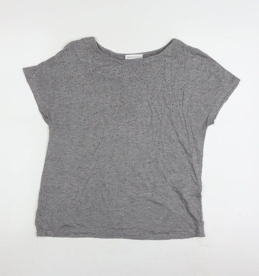 Warehouse Women’s Grey Studded T-Shirt, Size 8