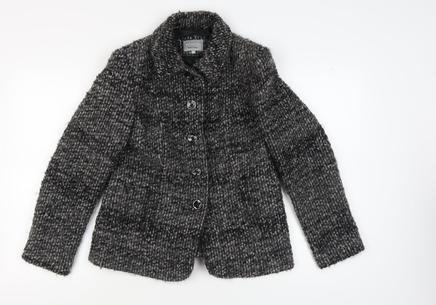 Marks and Spencer Women's Black Tweed Coat Size 12