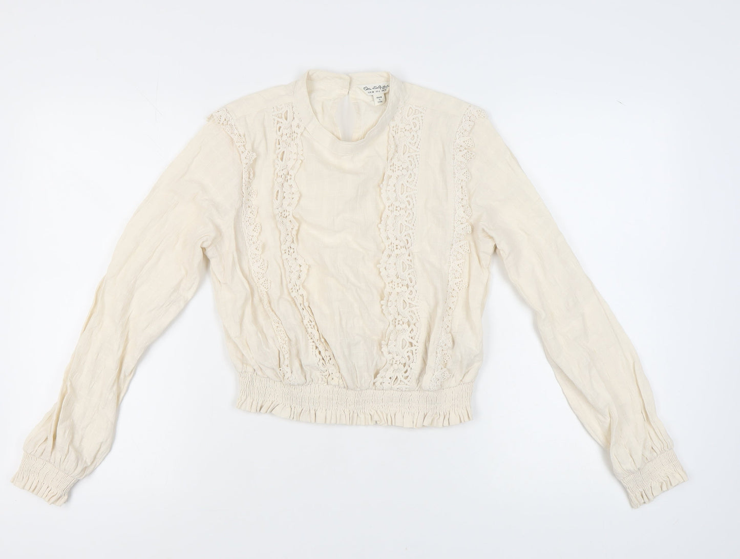 Miss Selfridge Ivory Lace Long Sleeve Blouse, Size 10