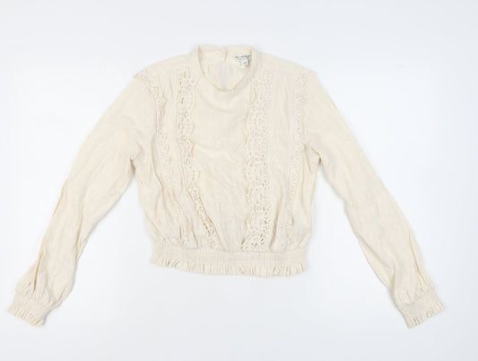 Miss Selfridge Ivory Lace Long Sleeve Blouse, Size 10