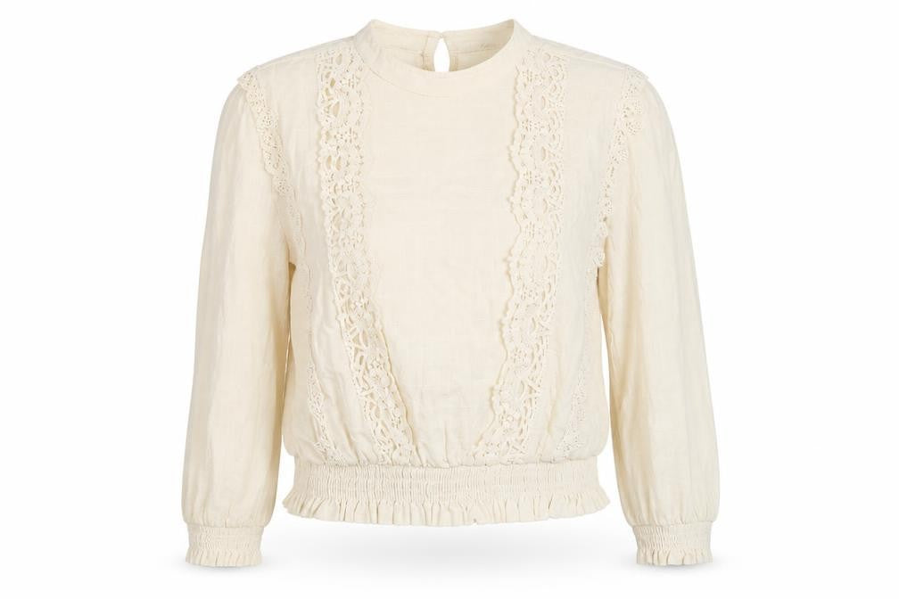 Miss Selfridge Ivory Lace Long Sleeve Blouse, Size 10