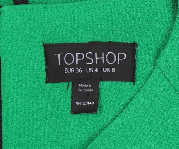 Topshop Women's Green Shift Dress Size 8