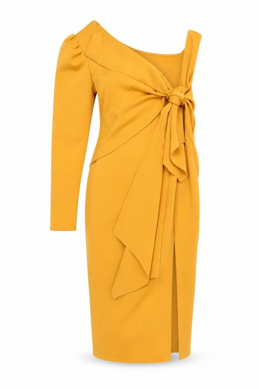 ASOS DESIGN Women's Yellow Off-Shoulder Dress Size 12