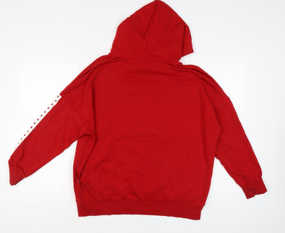 H&M Womens Red Pullover Hoodie, M, Graphic Print