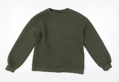 Additional front view of Marks & Spencer Green Chevron Pullover Sweatshirt, size 8