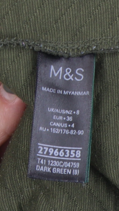 Close-up detail of Marks & Spencer Green Chevron Pullover Sweatshirt, size 8