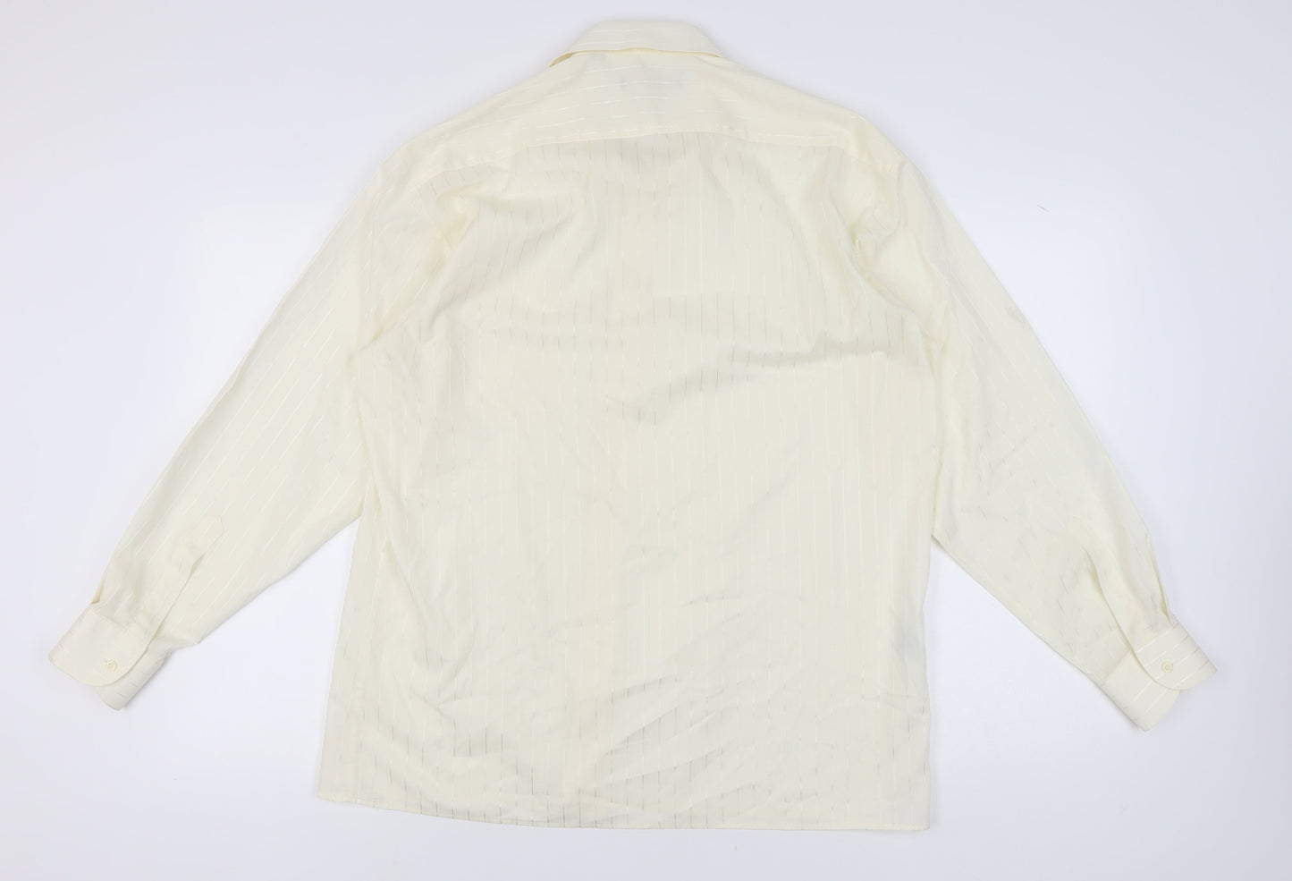 Peter England Men's Ivory Striped Dress Shirt L