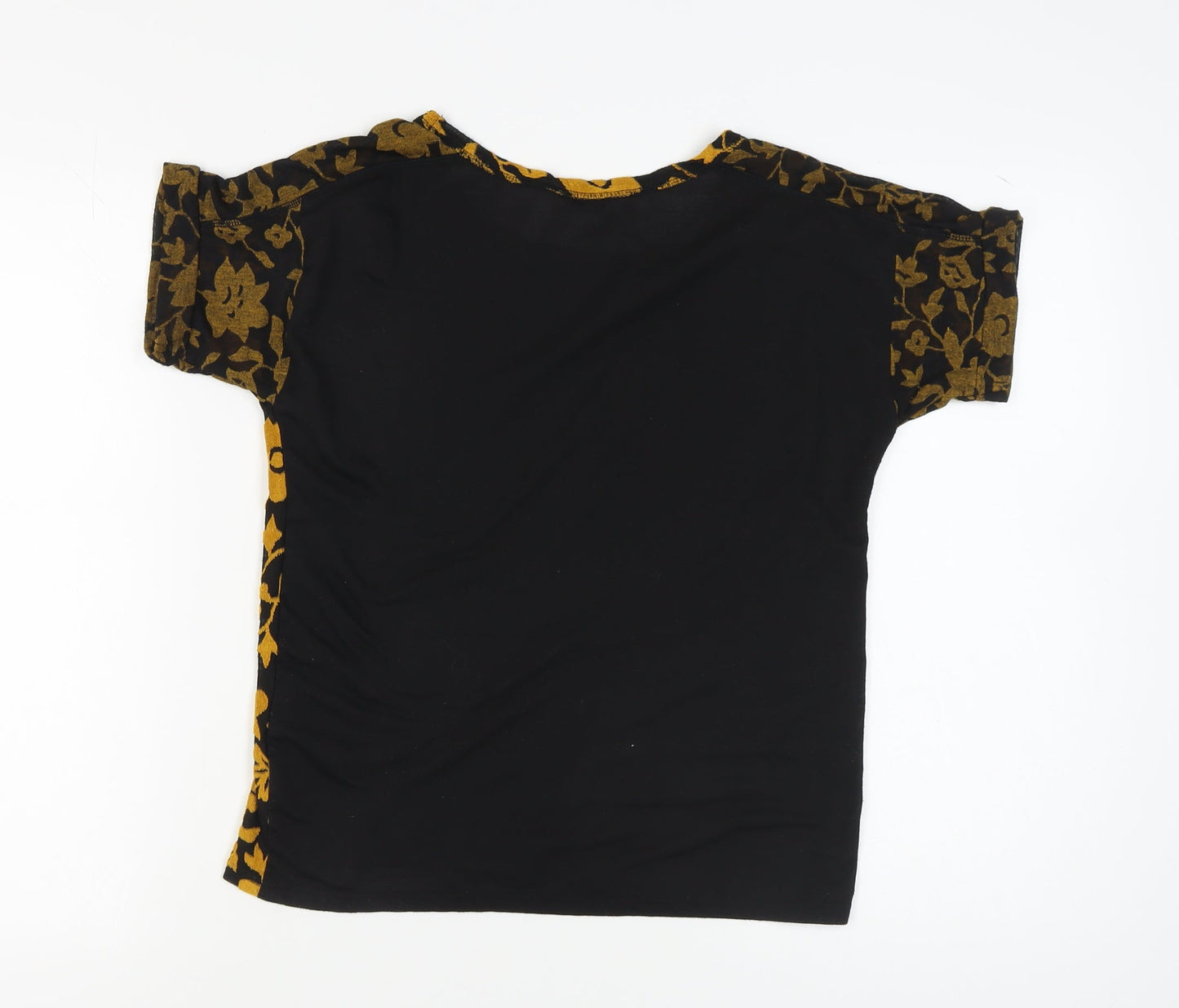 Miss Selfridge Women's Black Floral T-Shirt Size 6