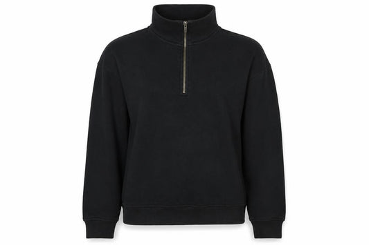Monki Women's Black 2XS Fleece Sweatshirt 1/4 Zip