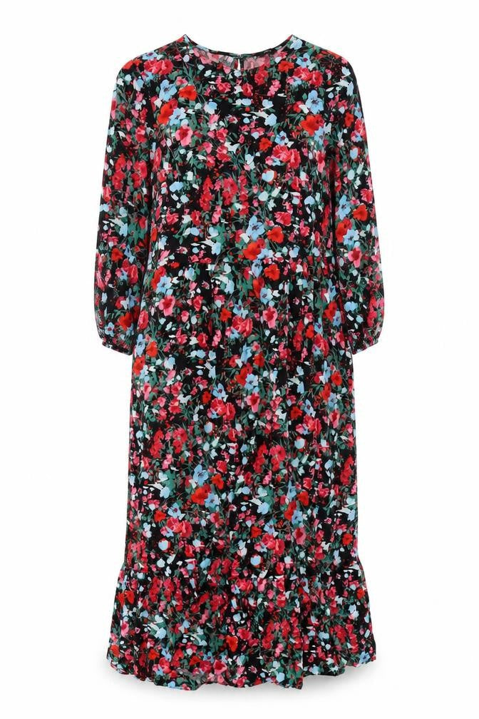 M&Co Women's Black Floral Dress Size 10