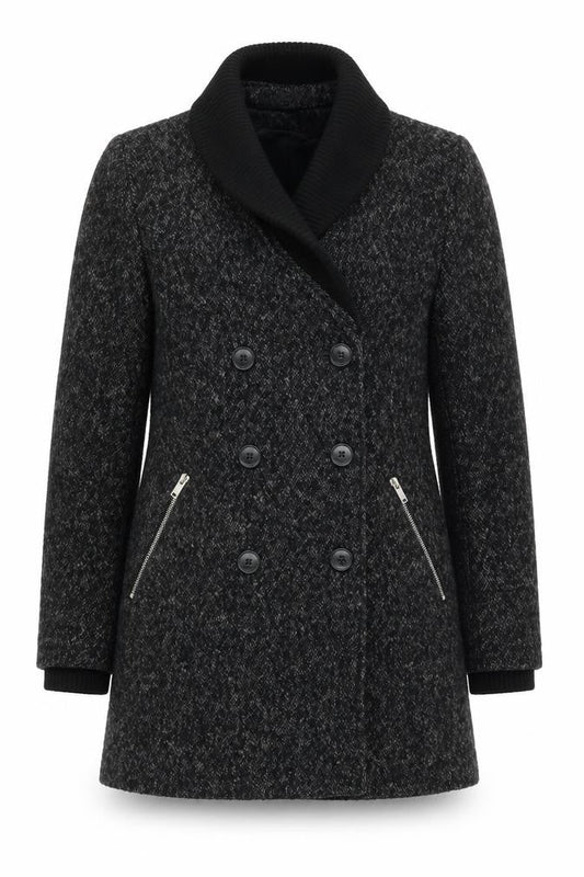 Mango Women's Black Pea Coat Size S - Stylish Business Wear