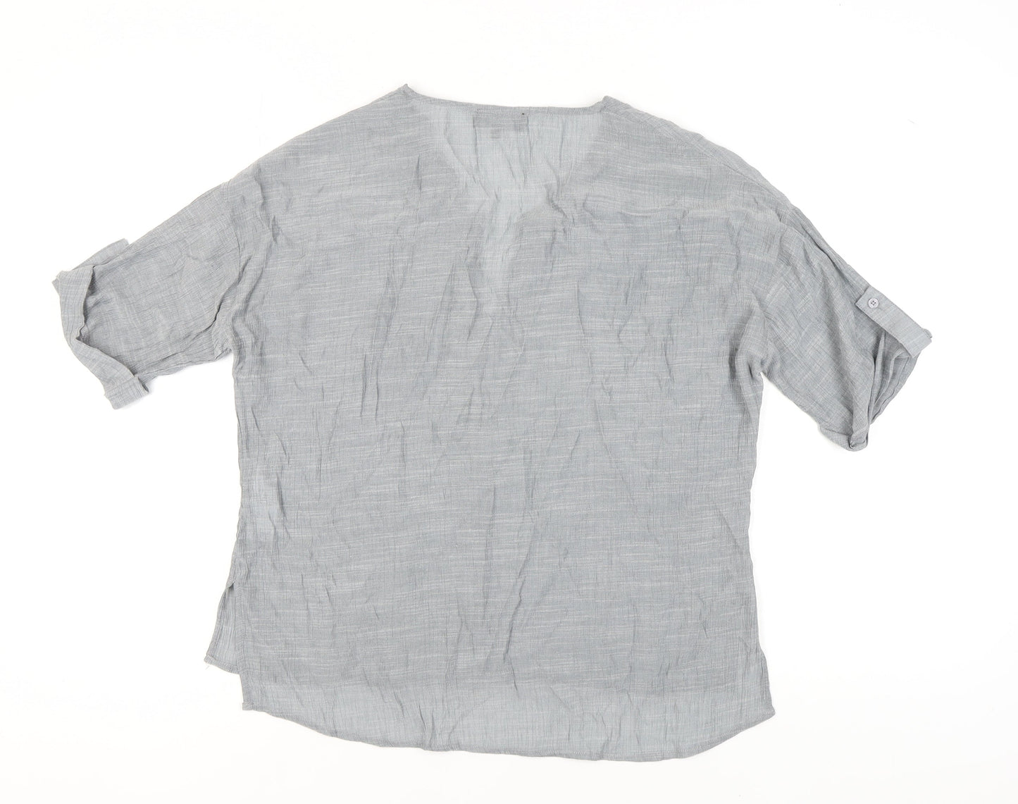 label lab Women Grey V-Neck Blouse, Size 10, Relaxed Fit