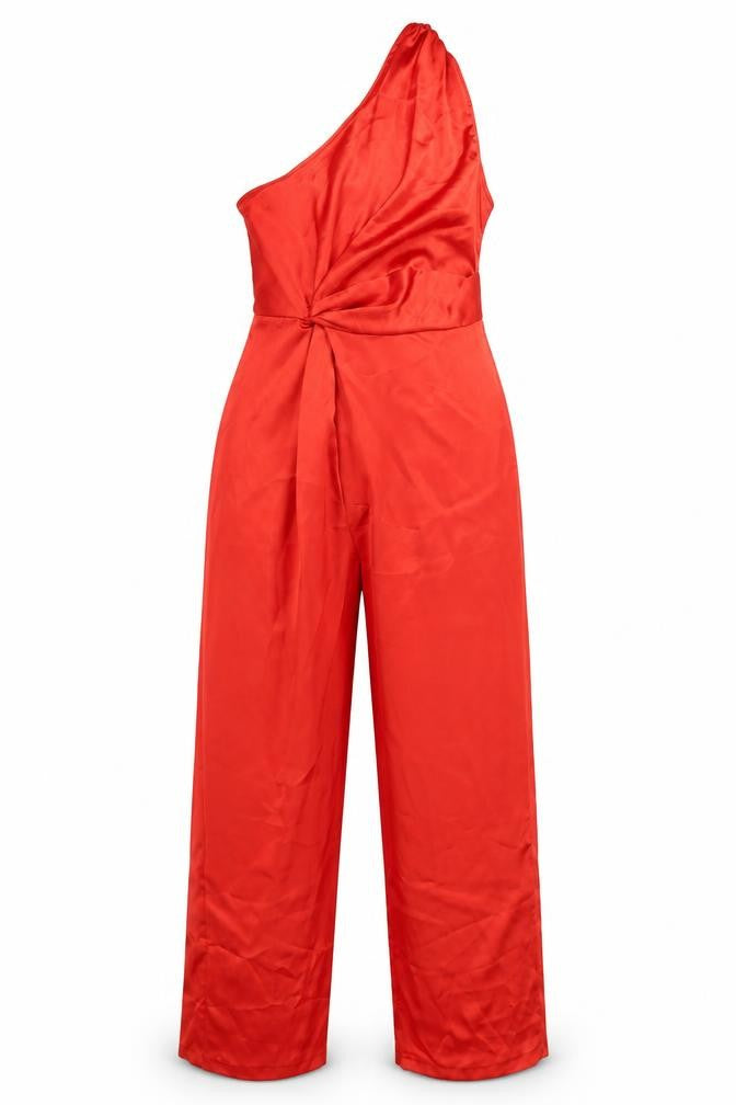 Zara Women's Red One-Shoulder Jumpsuit, XS