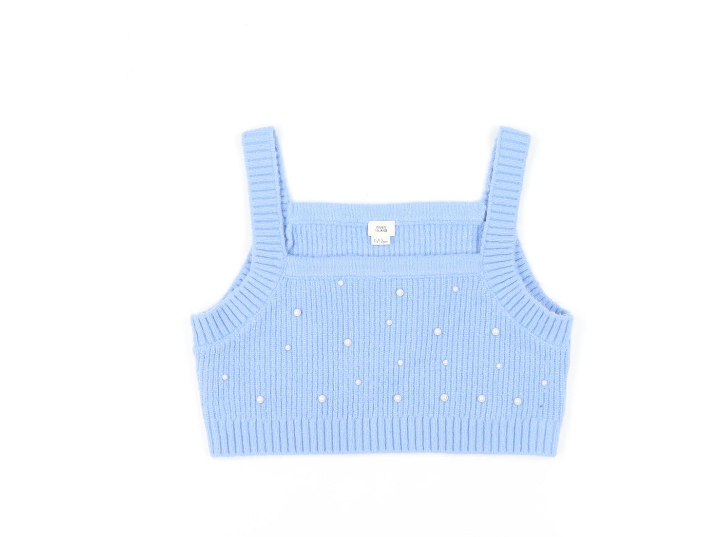 River Island Girls Blue Cropped Knit Tank Top 11-12 Years