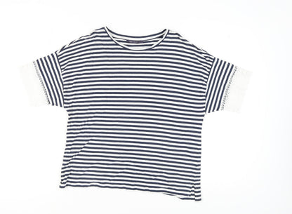 Marks & Spencer Women's Blue Striped T-Shirt, Size 14