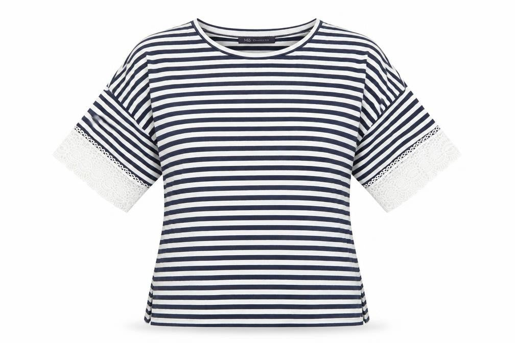 Marks & Spencer Women's Blue Striped T-Shirt, Size 14