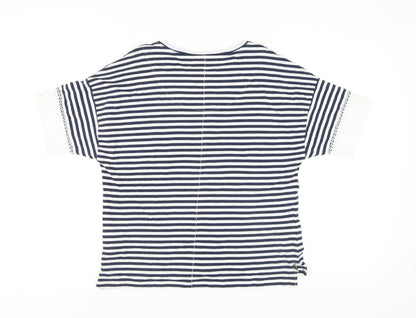 Marks & Spencer Women's Blue Striped T-Shirt, Size 14