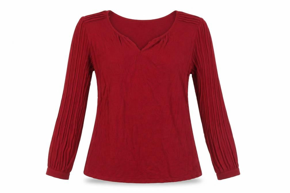 David Emanuel Women's Red Blouse - Size 12, V-Neck