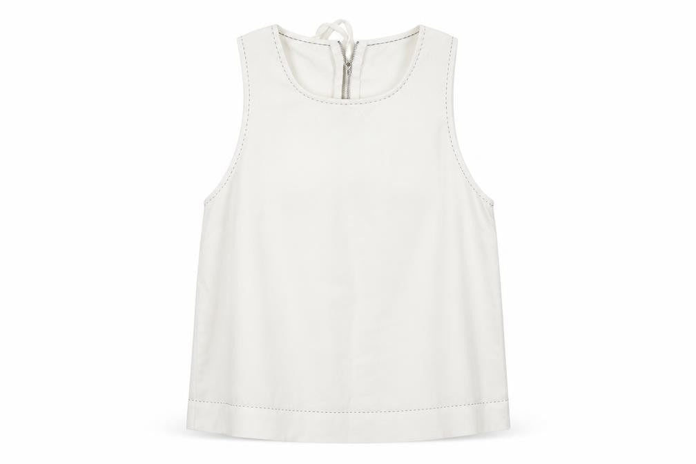 Stradivarius Women's White Tank Top, M, Sleeveless, Zip Closure