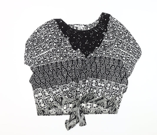 Annabelle Women's Black Geometric Top Size 14