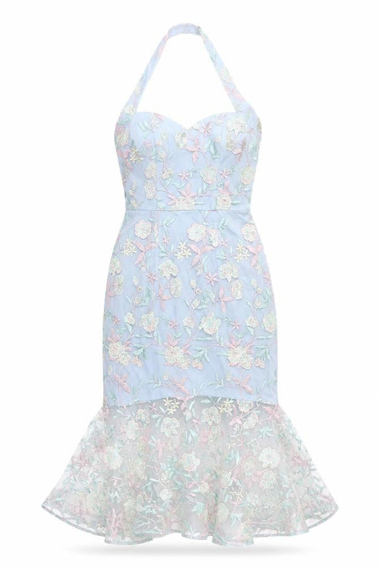 Chi Chi London Women's Blue Halter Dress Size 8