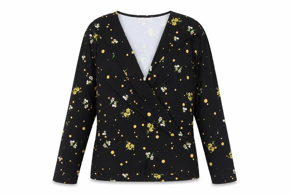 Dorothy Perkins Women's Black Floral Wrap Top Size 12