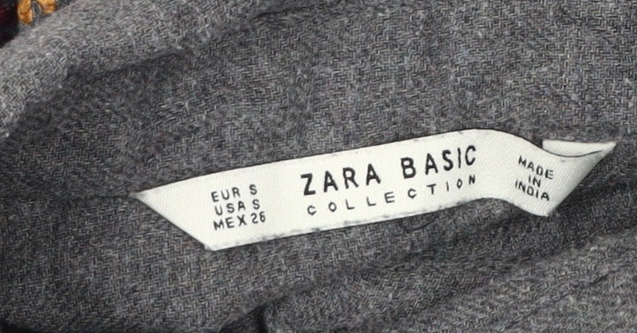 Zara Basic Women's Grey Embroidered Shirt Dress S
