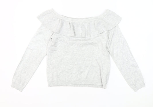 DIVIDED Women's Grey Pullover Jumper, Size S, Boat Neck