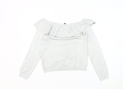 DIVIDED Women's Grey Pullover Jumper, Size S, Boat Neck