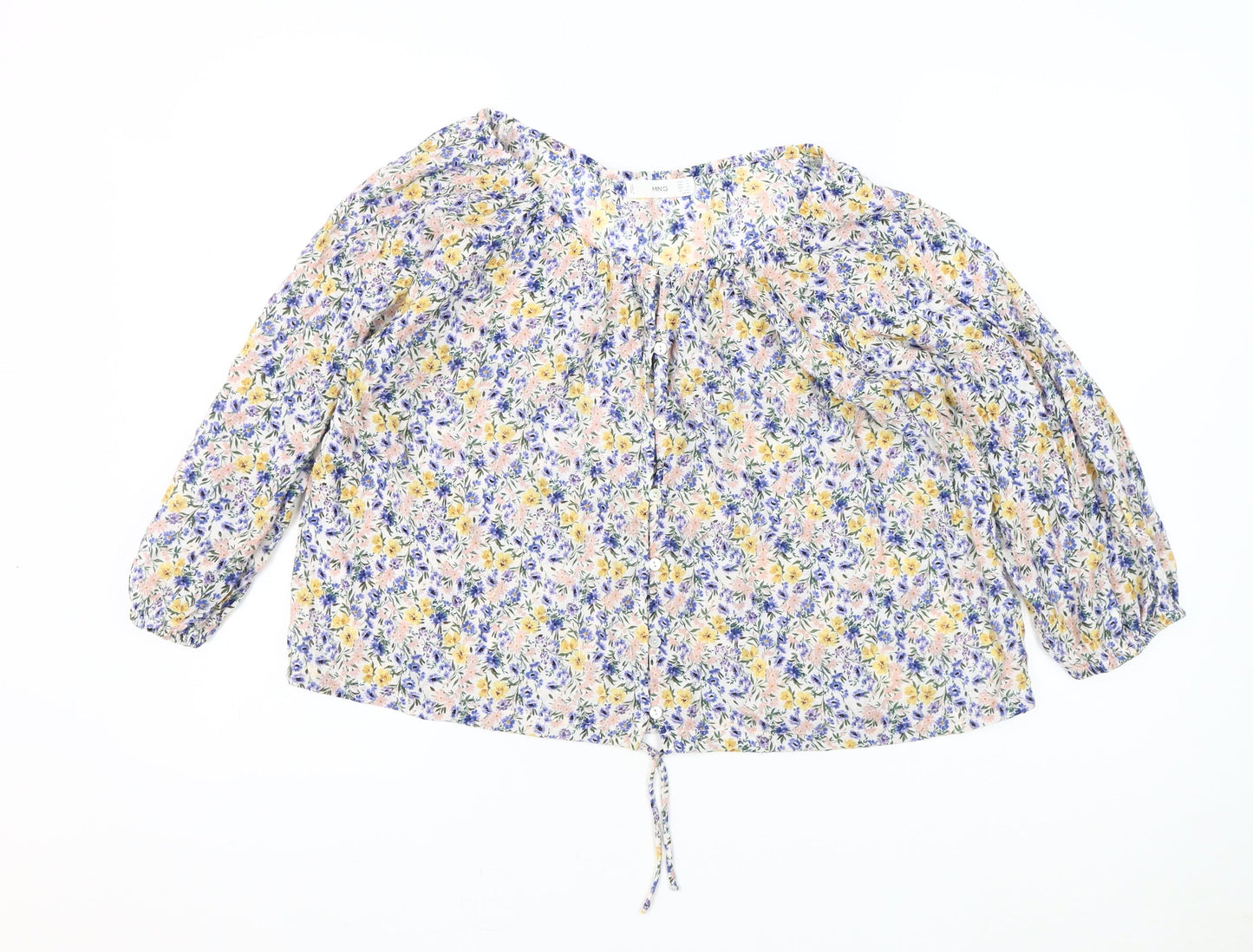 MNG Women's Multicoloured Floral Blouse, Size 12, Long Sleeve