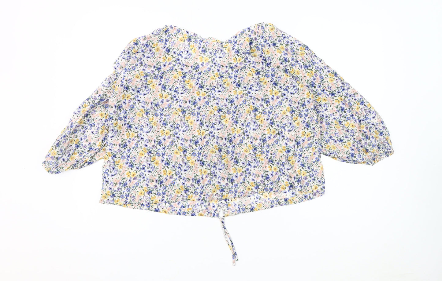 MNG Women's Multicoloured Floral Blouse, Size 12, Long Sleeve