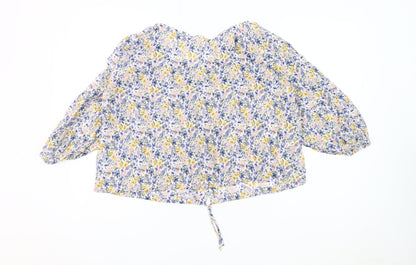 Mango Women's Multicoloured Floral Blouse, Size 12, Long Sleeve
