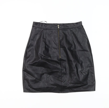 River Island Women's Black Zip Pencil Skirt Size 6