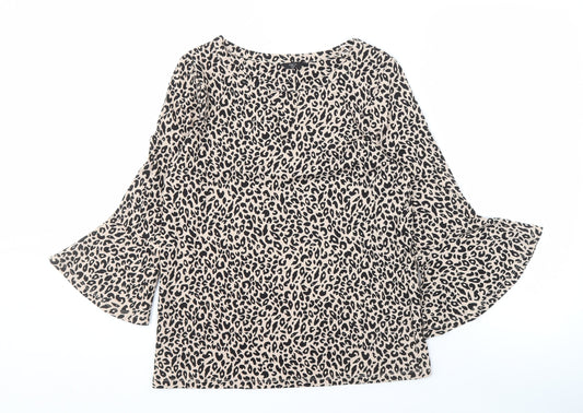 M&Co Beige Blouse Women’s Size 10 Petite Animal Print