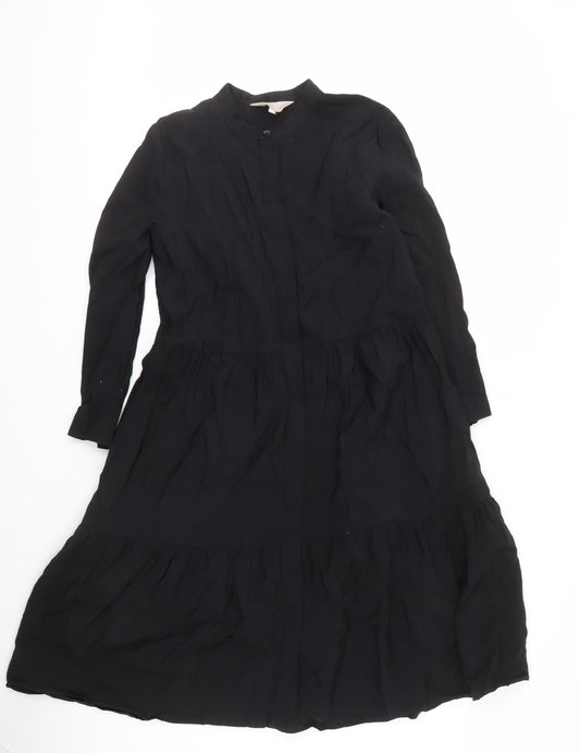 KLEY Women's Black Dress Size 10 Long Sleeve Collared Casual