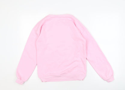 Back view of Disney Pink Angel girls’ pullover sweatshirt, m, graphic print