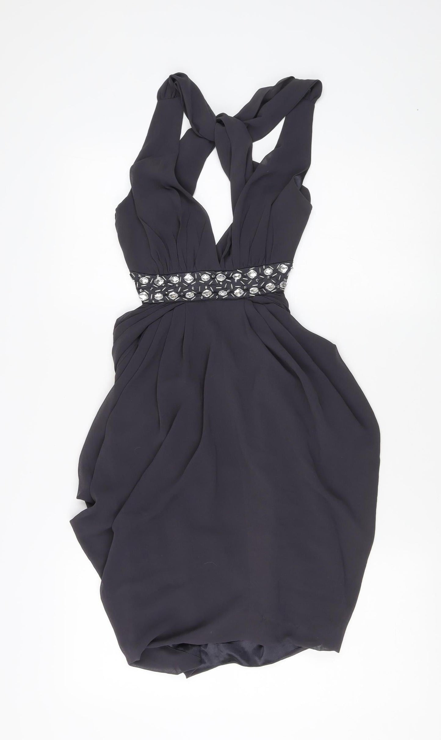 Lipsy Women's Black Halter Bodycon Dress Size 8 Party