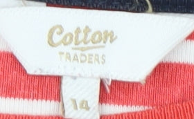 Cotton Traders Red Striped Long Sleeve T-Shirt Size 14