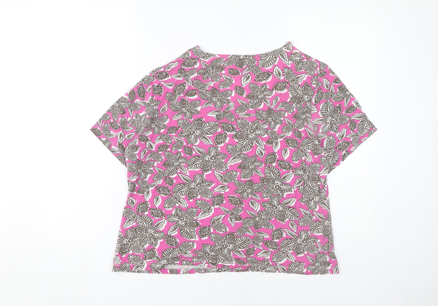Viyella Women's Pink Floral V-Neck T-Shirt L