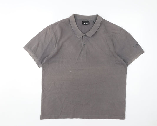 DKNY Men's Grey 2XL Polo Short Sleeve Casual